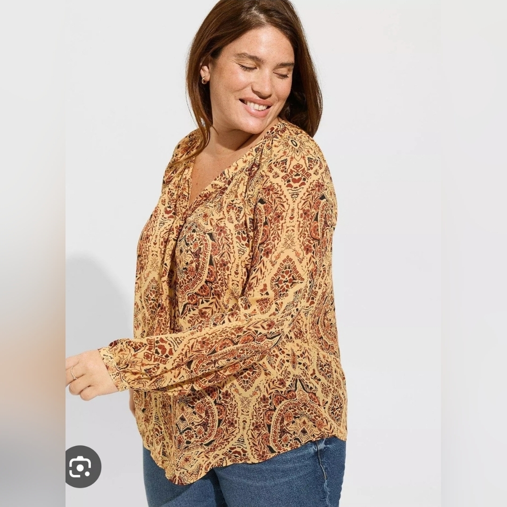 Torrid Crinkle Chiffon Raglan Tie Front Blouse Plus Size 2x